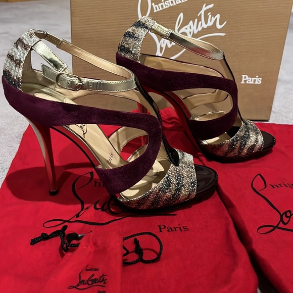 Authentic Christian louboutin oslet 120 sandals heels shoes stilettos size 38 - Picture 10 of 13